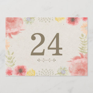 Convite Números de Mesa para Casamento de Verão no Prado
