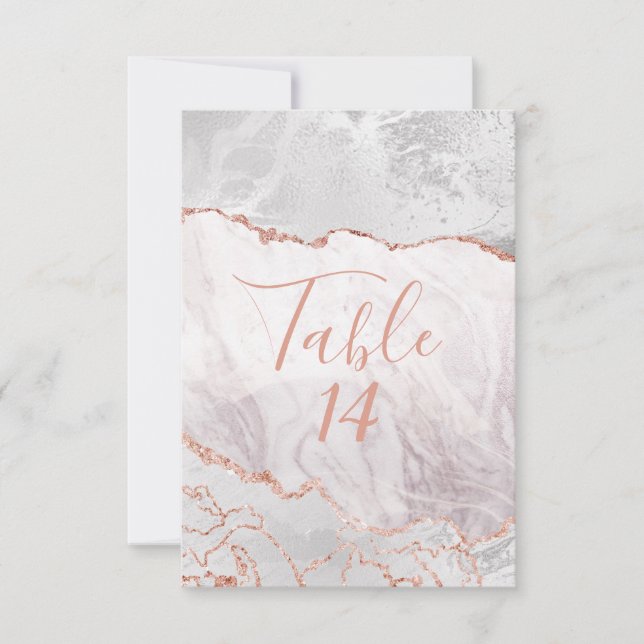 Convite Números de Mesa para Casamento em Ágata Dourada e  (Frente)