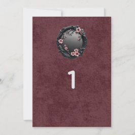 Convite Números de Mesa para Casamento Gótico Dark Academi