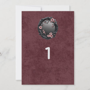 Convite Números de Mesa para Casamento Gótico Dark Academi
