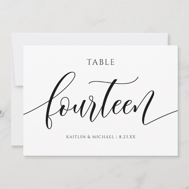 Convite Números de Mesa para Casamento Moderno - Caligrafi (Frente)