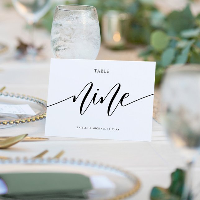 Convite Números de Mesa para Casamento Moderno - Caligrafi (Criador carregado)