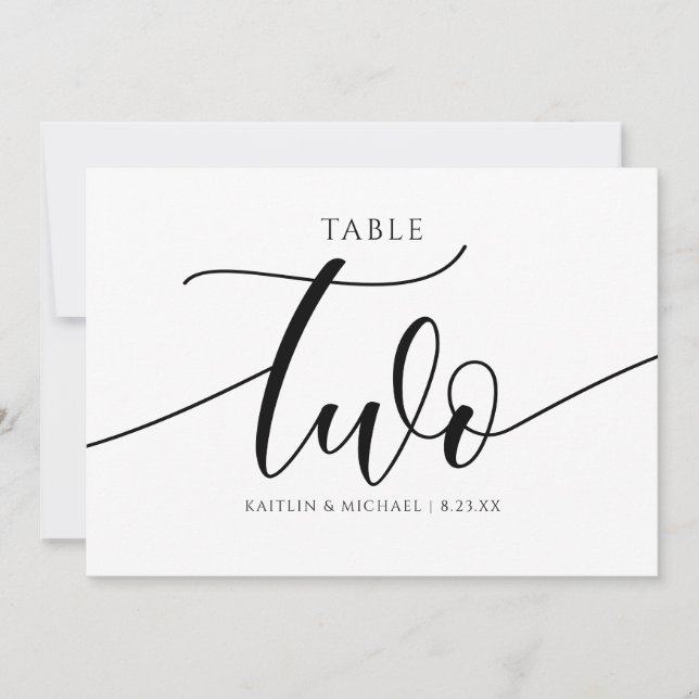 Convite Números de Mesa para Casamento Moderno - Caligrafi (Frente)