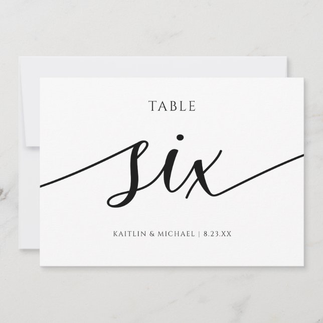 Convite Números de Mesa para Casamento Moderno - Caligrafi (Frente)