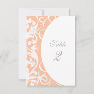 Convite Números de Mesa para Casamento na Praia com Coral 