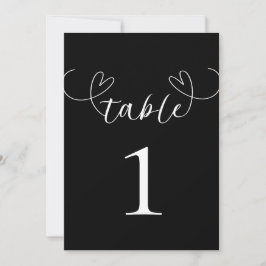 Convite Números de Mesa para Casamento Preto e Branco Mode