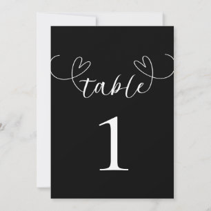 Convite Números de Mesa para Casamento Preto e Branco Mode