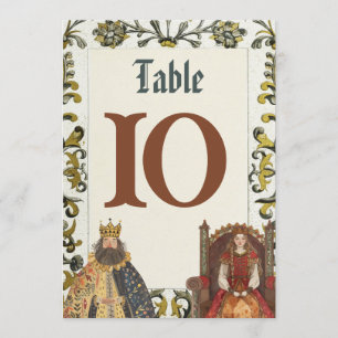 Convite Números de Mesa para Casamento Real da Renascença