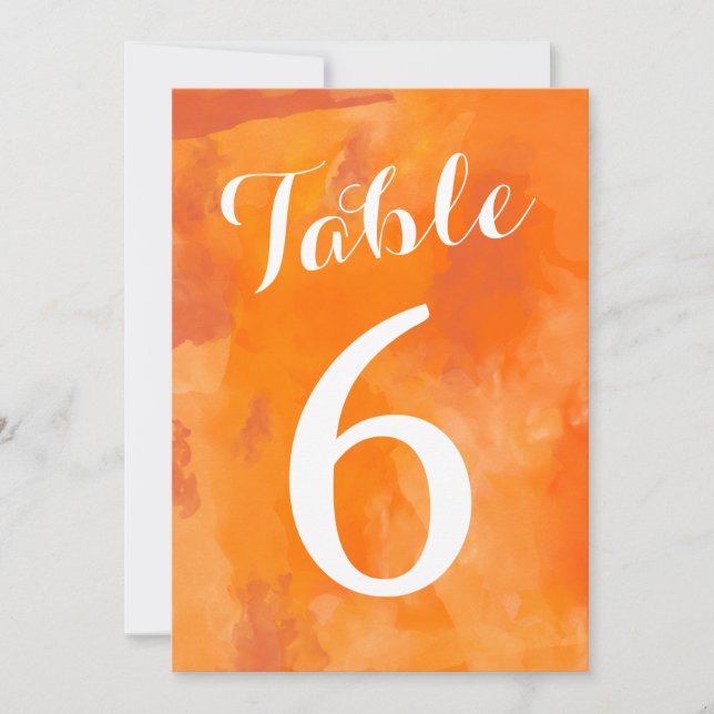 Convite Números de Mesa para Casamento Romântico em Aquare (Frente)