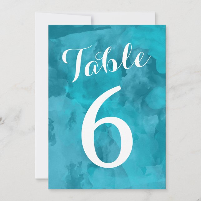 Convite Números de Mesa para Casamento Romântico em Aquare (Frente)