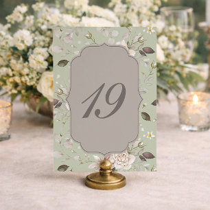 Convite Números de Mesa para Casamento Rosa Verde Salvia 1