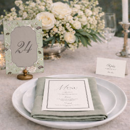 Convite Números de Mesa para Casamento Rosa Verde Salvia 2