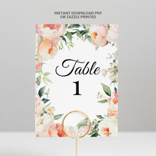 Convite Números de Mesa para Chá de Noiva Floral Imprimíve