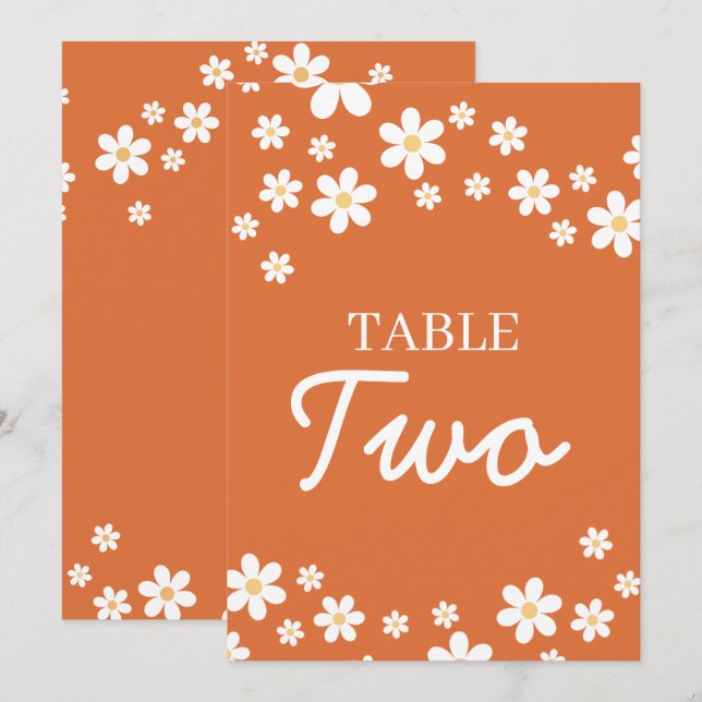 Convite Números de Mesa para Chá de Noiva Retro Daisy Lara (Frente/Verso)