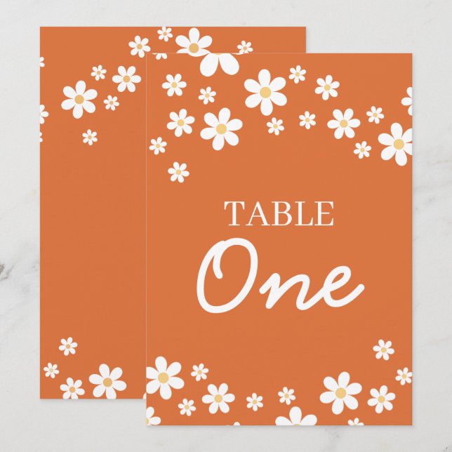 Convite Números de Mesa para Chá de Noiva Retro Daisy Lara (Frente/Verso)