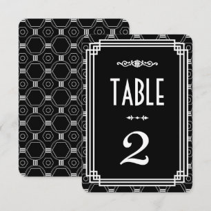 Convite Números de Mesa Preto e Branco Art Déco para Casam