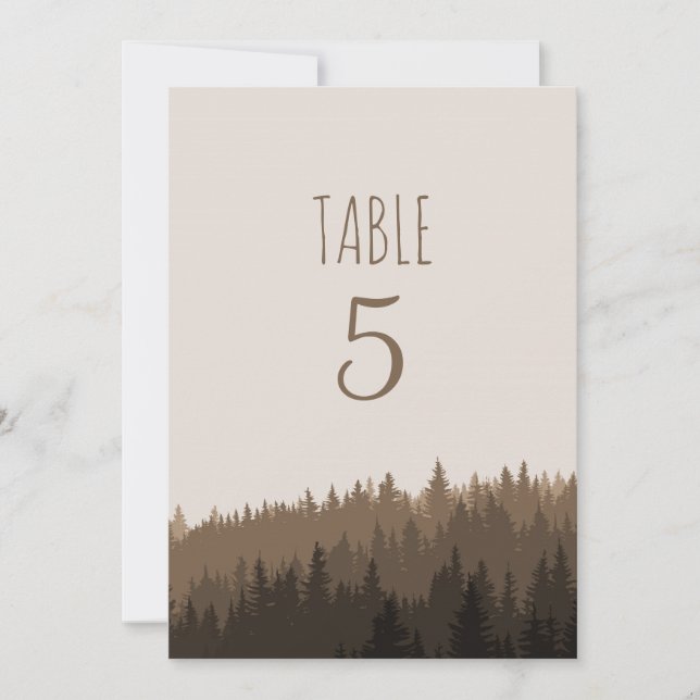 Convite Números de mesa Rustic Mountain em marrom (Frente)