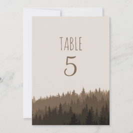Convite Números de mesa Rustic Mountain em marrom