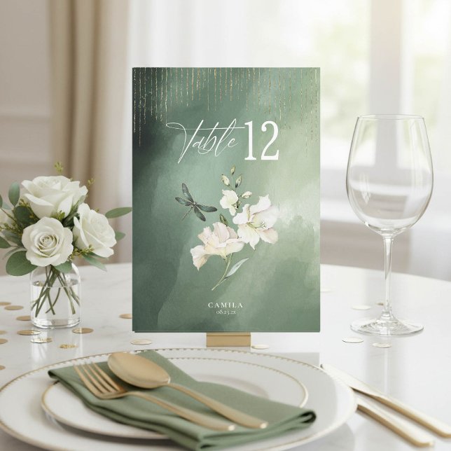 Convite Números de Mesa Sweet 16 Floral Libélula ID1310 (Criador carregado)