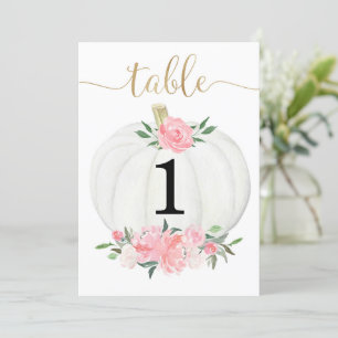 Convite Números de tabela "5 x7" da abóbora floral branc