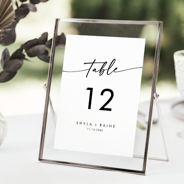 Convite Números de Tabela Boho Chic Black and White Weddin (Criador carregado)