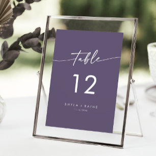 Convite Números De Tabela Boho Chic Plum Purple Wedding