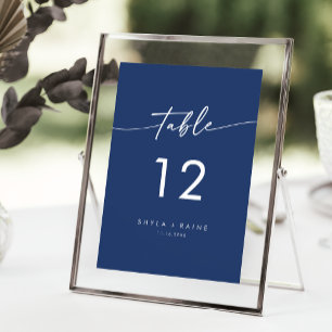 Convite Números de Tabela Boho Chic Royal Blue Wedding