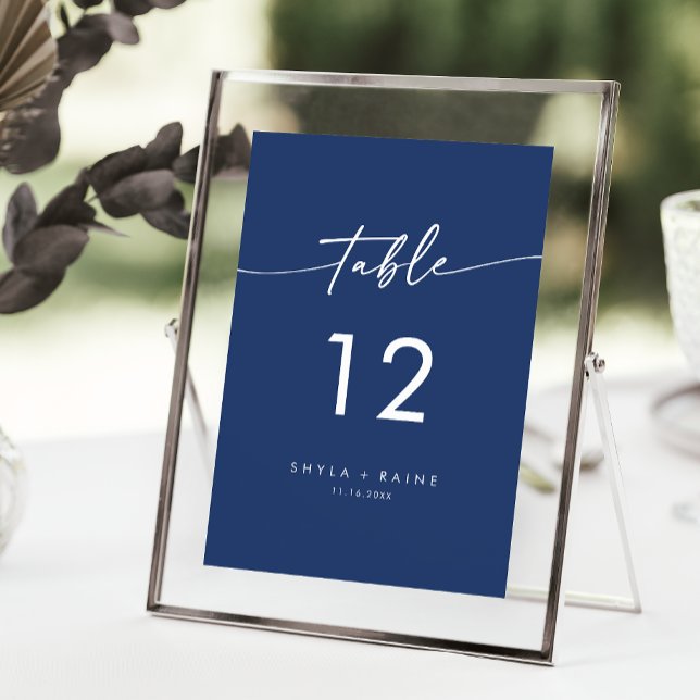 Convite Números de Tabela Boho Chic Royal Blue Wedding (Criador carregado)