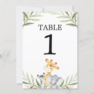 Convite Números de tabela de 5"x7" de animais de safari p