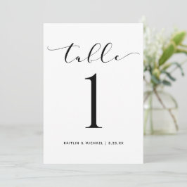 Convite Números de Tabela de Casamento 5x7 Script Suave Mo