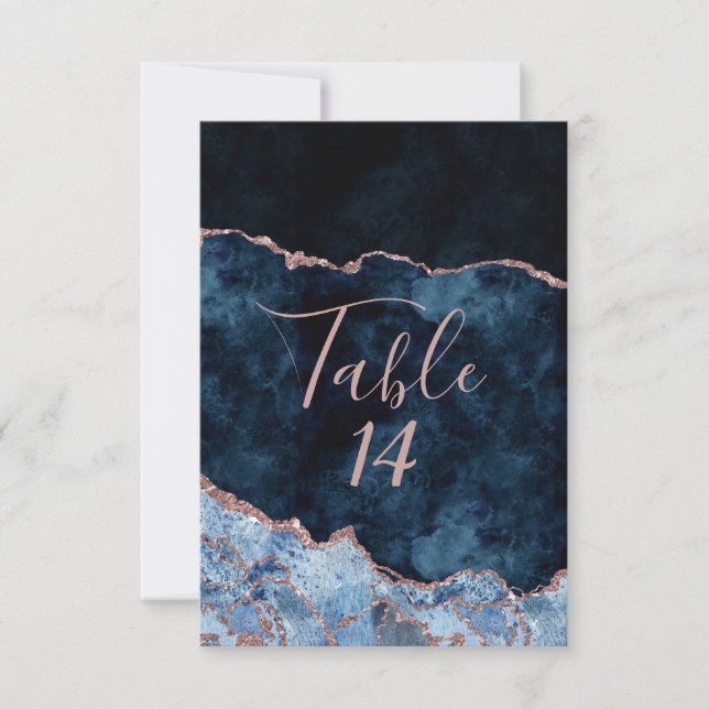 Convite Números de Tabela de Casamento de Agata Dourada Ro (Frente)