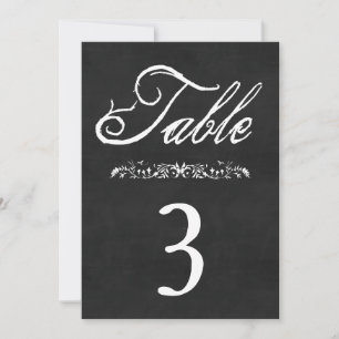 Convite Números de Tabela de Casamento de Chalkboard