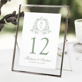 Convite Números de Tabela de Casamento de Crest Floral Ele