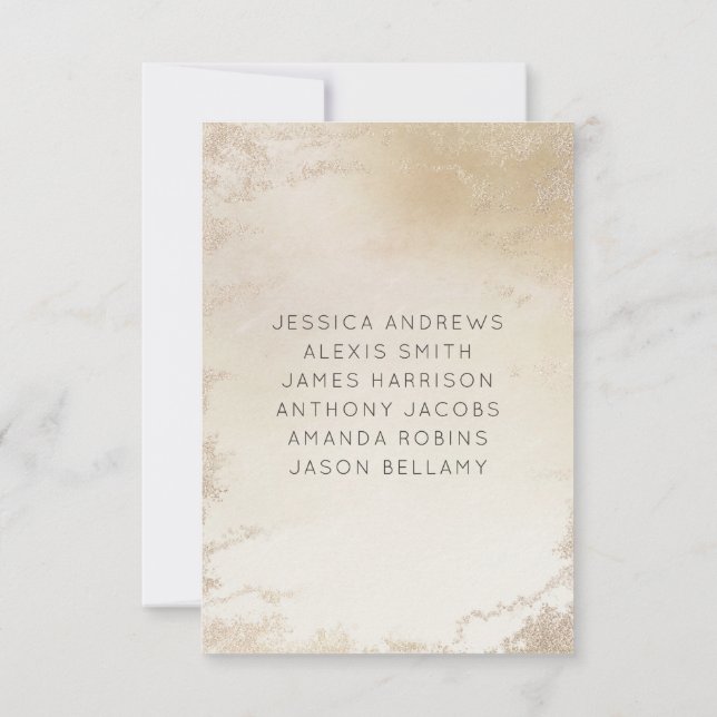 Convite Números de Tabela de Casamento de Foscos Dourados  (Verso)