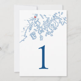 Convite Números de tabela de casamento do Point Maine Map