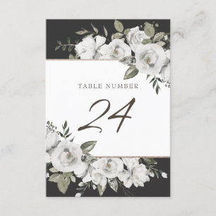 Convite Números de Tabela de Casamento Floral Branca de Vi