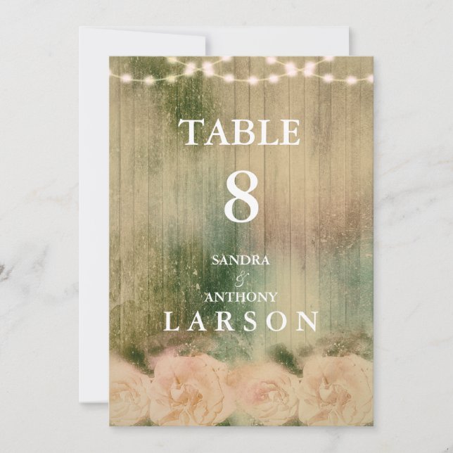 Convite Números de Tabela de Casamento Rustic Rosa (Frente)
