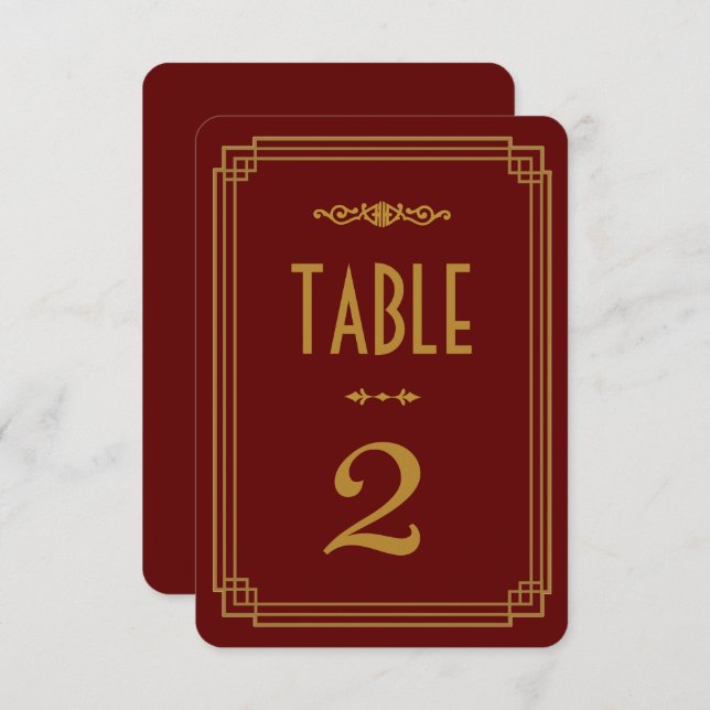 Convite Números de Tabela de Casamento Simples Art Deco Bu (Frente/Verso)