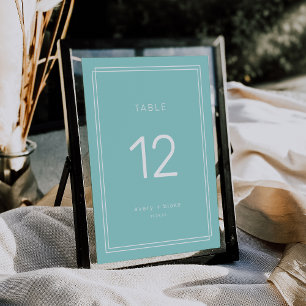 Convite Números de Tabela de Casamento Verde Mint Minimali