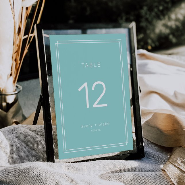 Convite Números de Tabela de Casamento Verde Mint Minimali (AVERY Minimalist Mint Green Wedding Table Numbers)