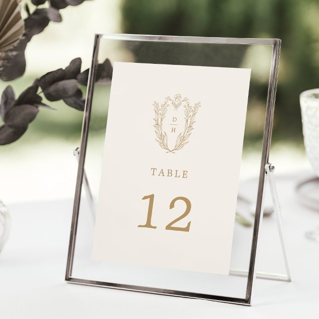 Convite Números de Tabela de Casamentos Dourados de Creme  (DAPHNE Elegant Cream Gold Wedding Table Numbers)
