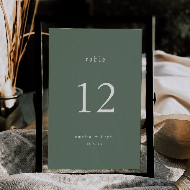 Convite Números de Tabela de Casamentos Verdes da EMELIA F (EMELIA Forest Sage Green Wedding Table Numbers)
