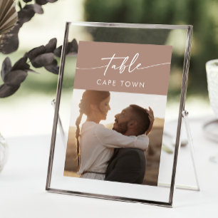 Convite Números De Tabela De Fotografias De Taupe Neutro B