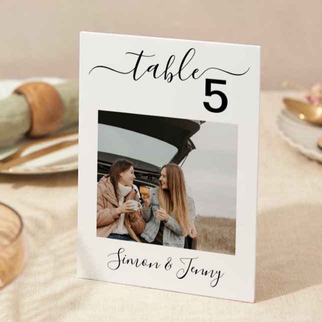 Convite Números de Tabela de Fotografias Sinal de Casament (Photo Table Numbers Wedding Sign 5x7)