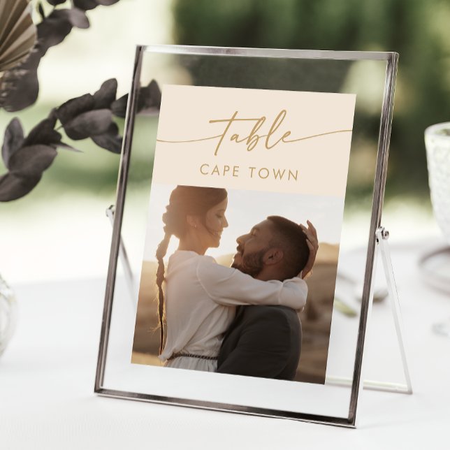 Convite Números de Tabela de Fotos Douradas do Boho Chic V (Criador carregado)