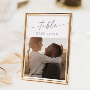 Convite Números de Tabela de Fotos Púrpura Boho Chic Dusty