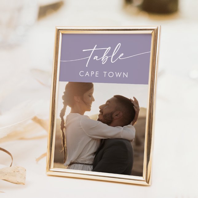 Convite Números de tabela de fotos roxas da Lavanda in a b (Criador carregado)