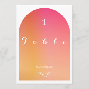 Convite Números de Tabela de Ombre Sunset Arch Boho de Cas
