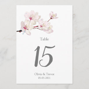 Convite Números de Tabela do Flor de Cereja Rosa Sakura Ja