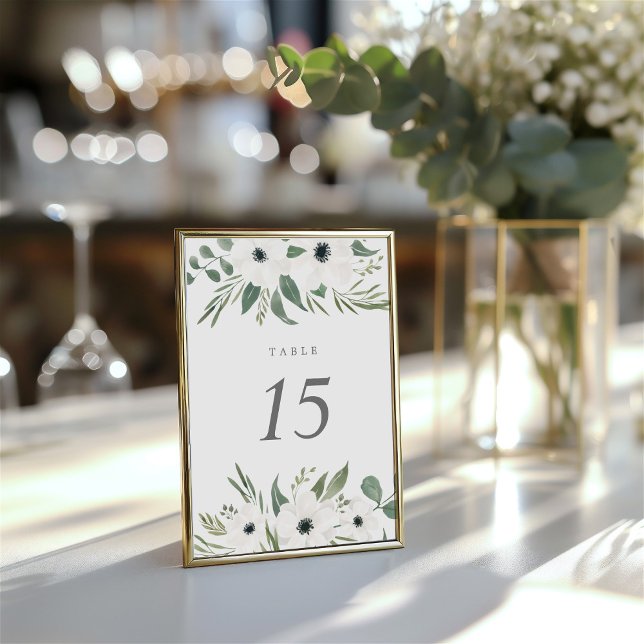 Convite Números de Tabela Eucalyptus Sage & Dusty (Anemones Sage & Dusty Eucalyptus Table Number)